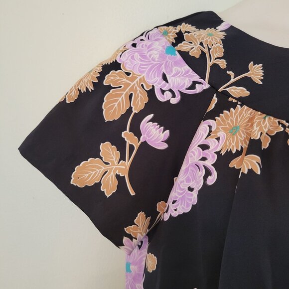 Hawaiiana Floral Black Purple Muu Muu Lightweight House Dress Tropical Cruise Va - Picture 4 of 5